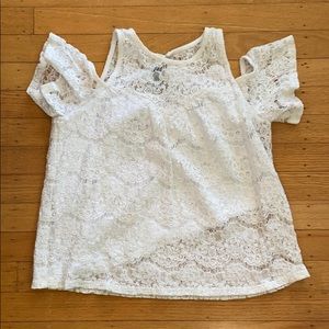 White lace off the shoulder blouse
